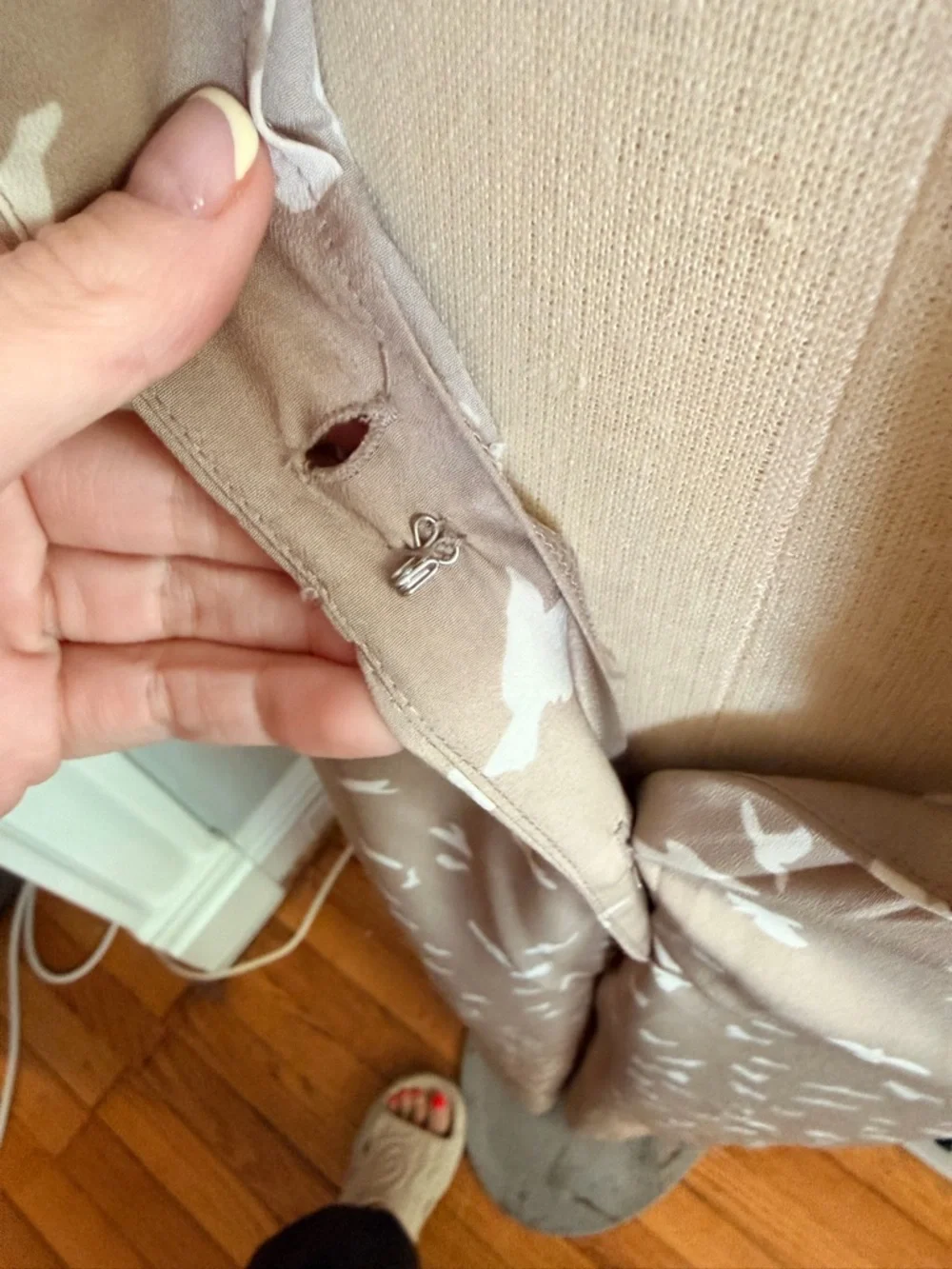 Corey Lynn Calter for Anthropologie Beige Bird-Print Tie-Waist Jumpsuit - Picture 9 of 9